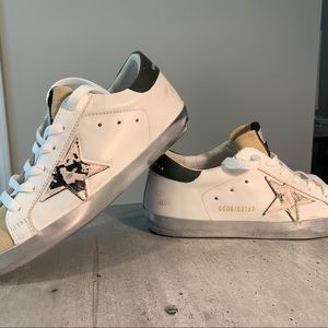 Golden Goose Superstar Size 7/37, White leather/Tan Suede/Light Pink Snakeskin